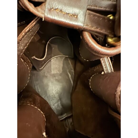 Vintage Coach Drawstring Bucket Bag 80165 – Chocolate Brown 1990s Shoulder Tote - Picture 5 of 11